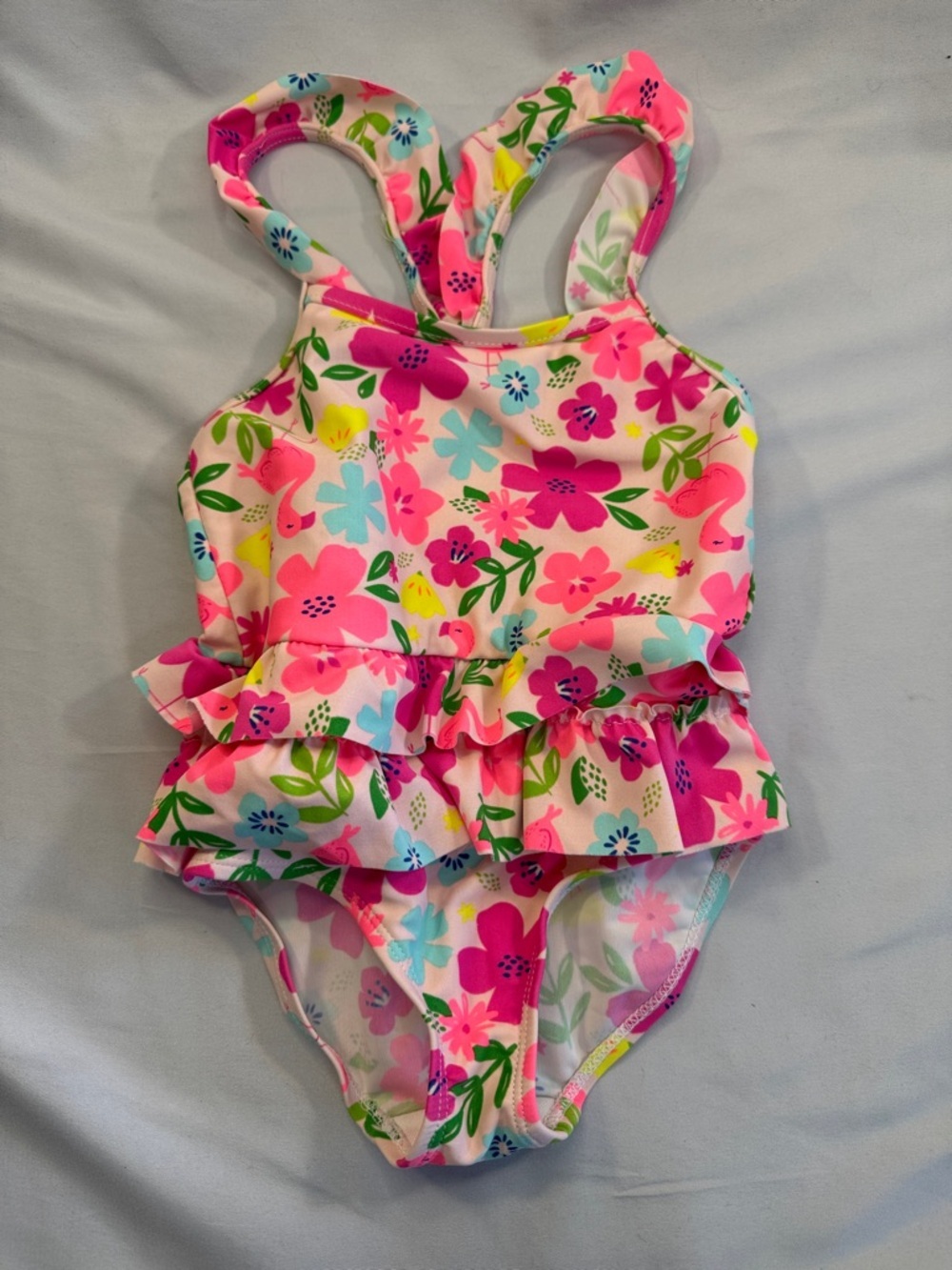 child of mine Pink Multi Floral Ruffle One-Piece Swimsuit